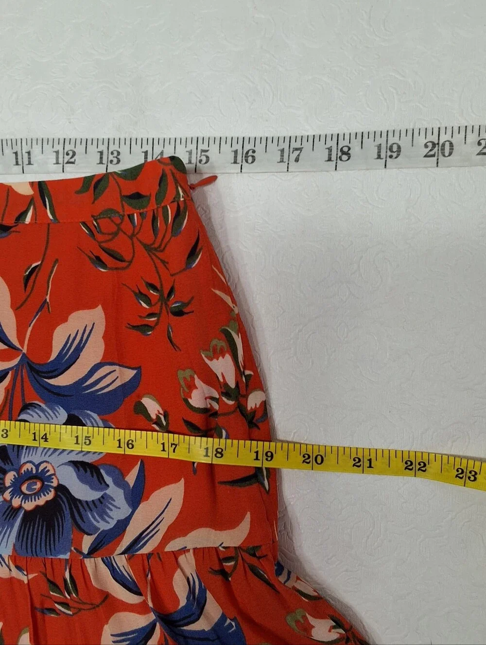 Ann Taylor Loft Women's Tangerine Floral Tiered Flippy Lined Skirt Size 4